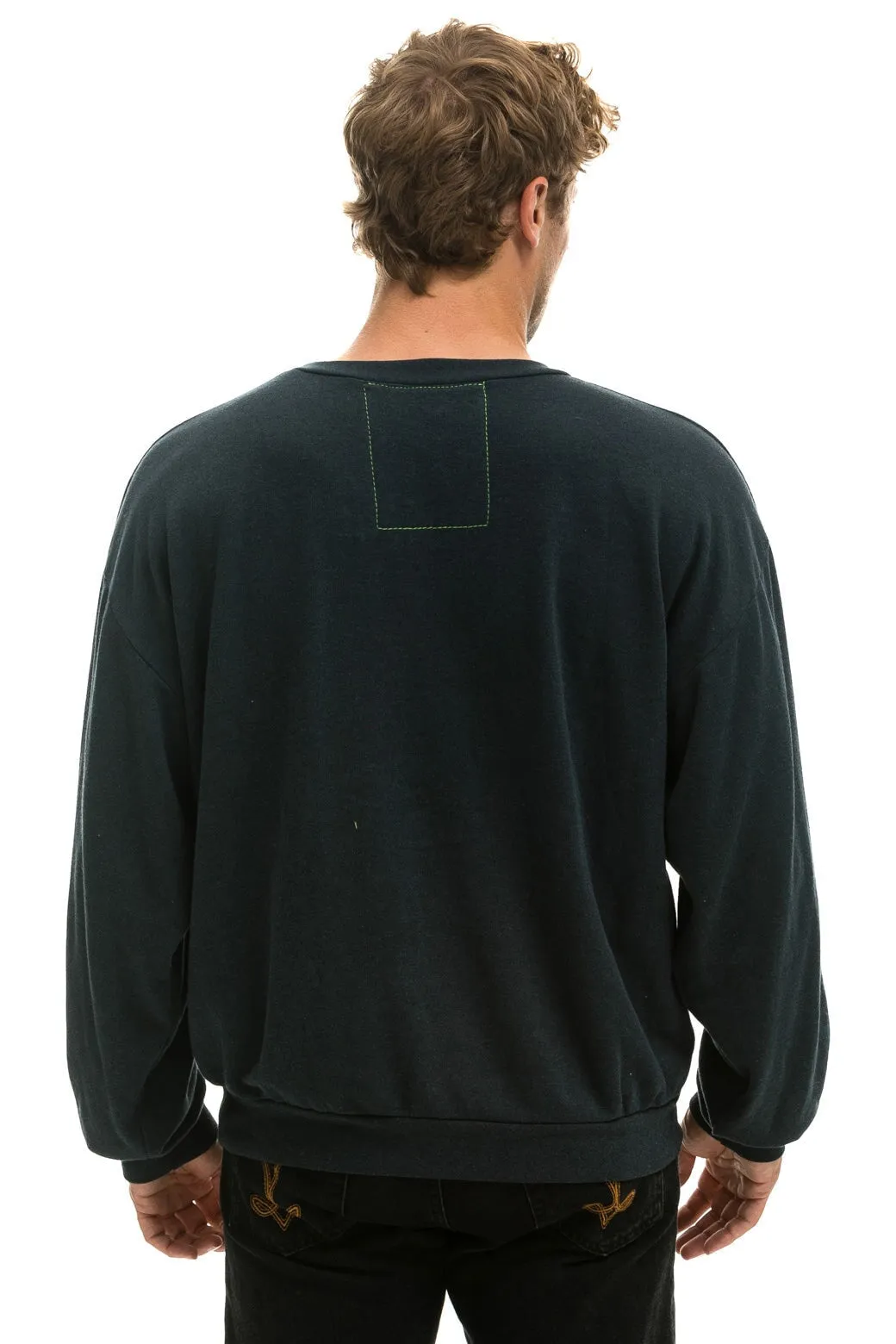 5 STRIPE RELAXED CREW SWEATSHIRT - CHARCOAL // GREY