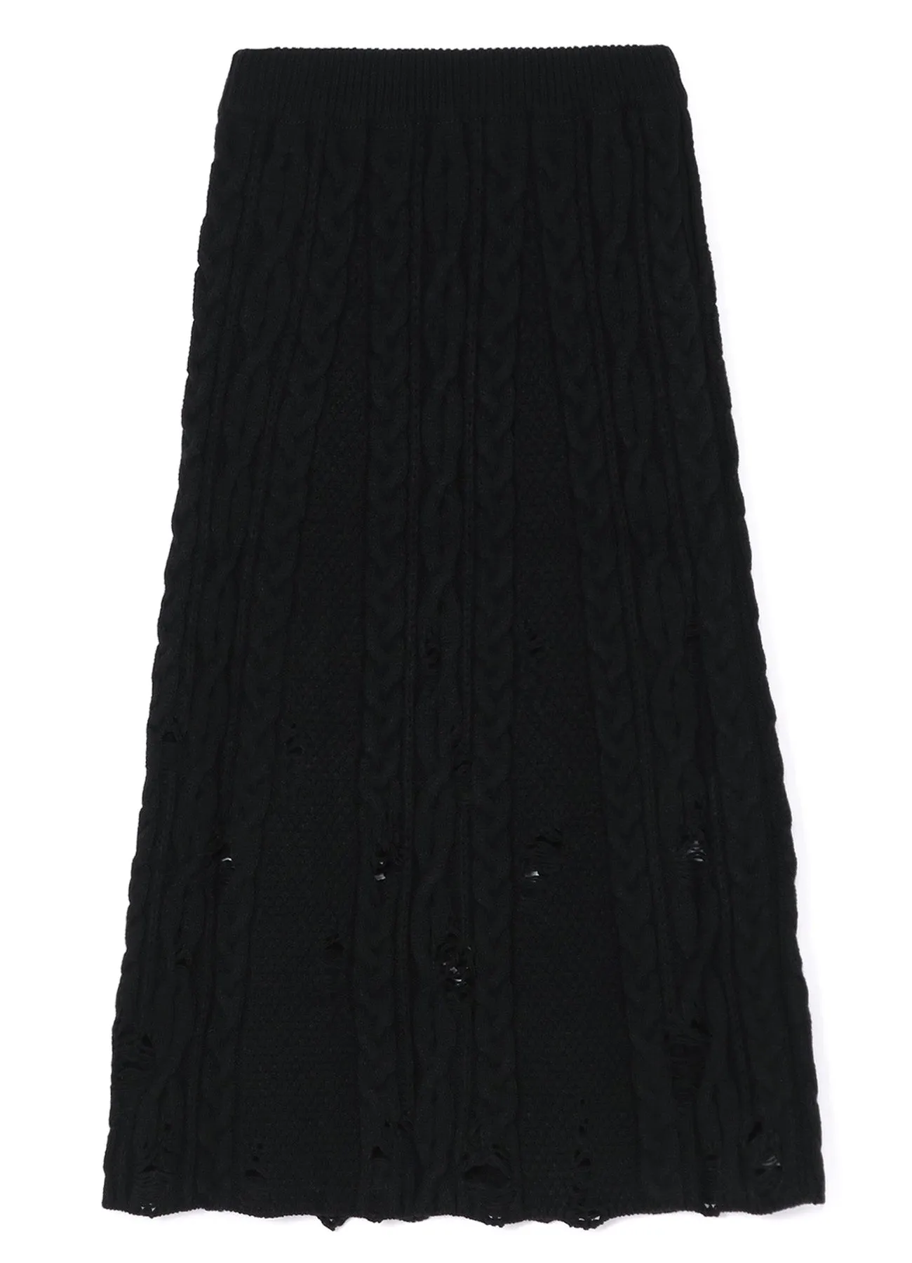 ACRYLIC WOOL RIPPED ARAN KNIT FLARE SKIRT