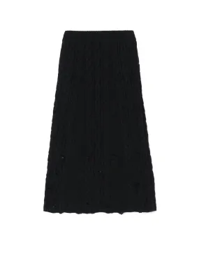 ACRYLIC WOOL RIPPED ARAN KNIT FLARE SKIRT