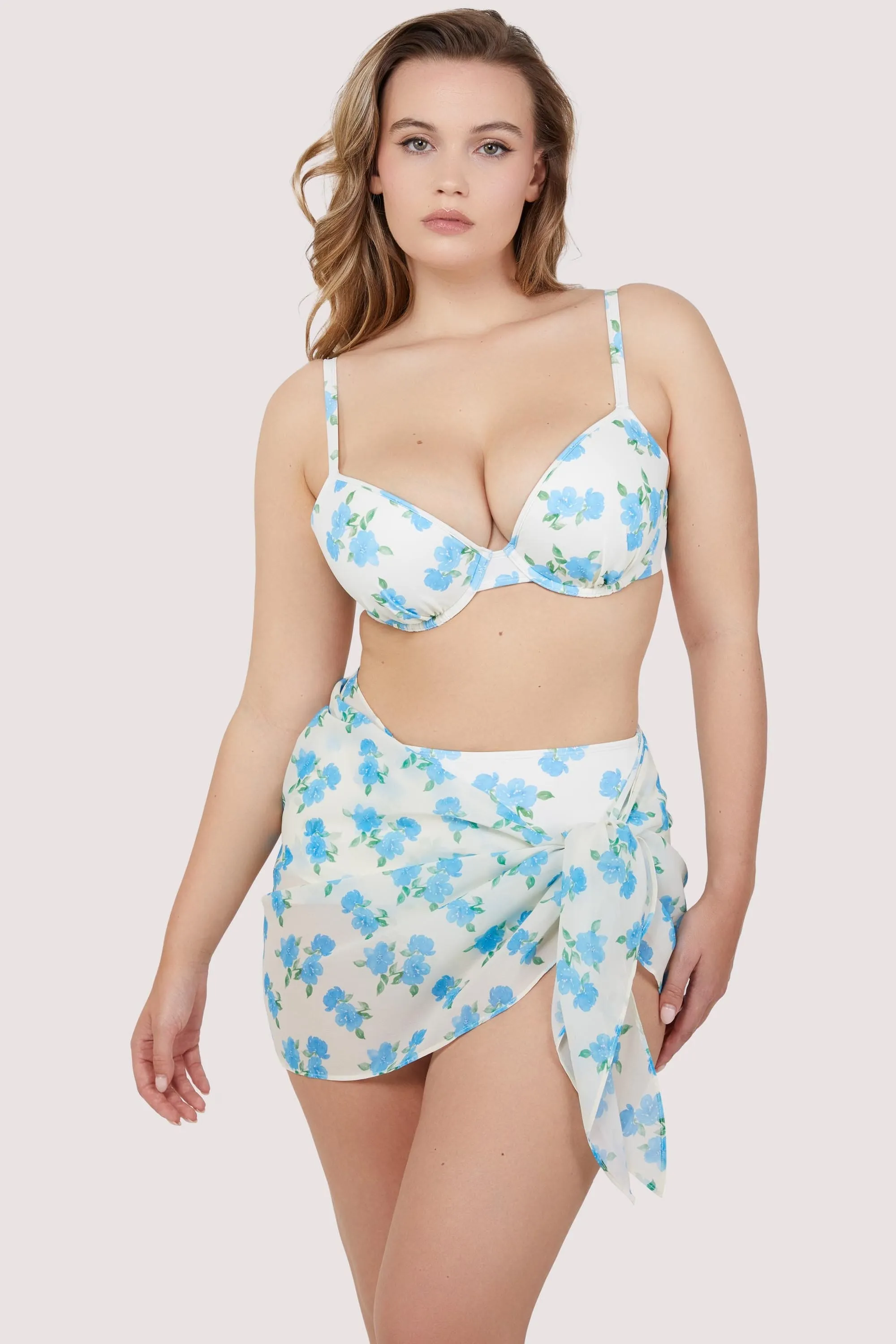 Amelia Fuller Bust Mix & Match Watercolour Floral Plunge Bikini Top