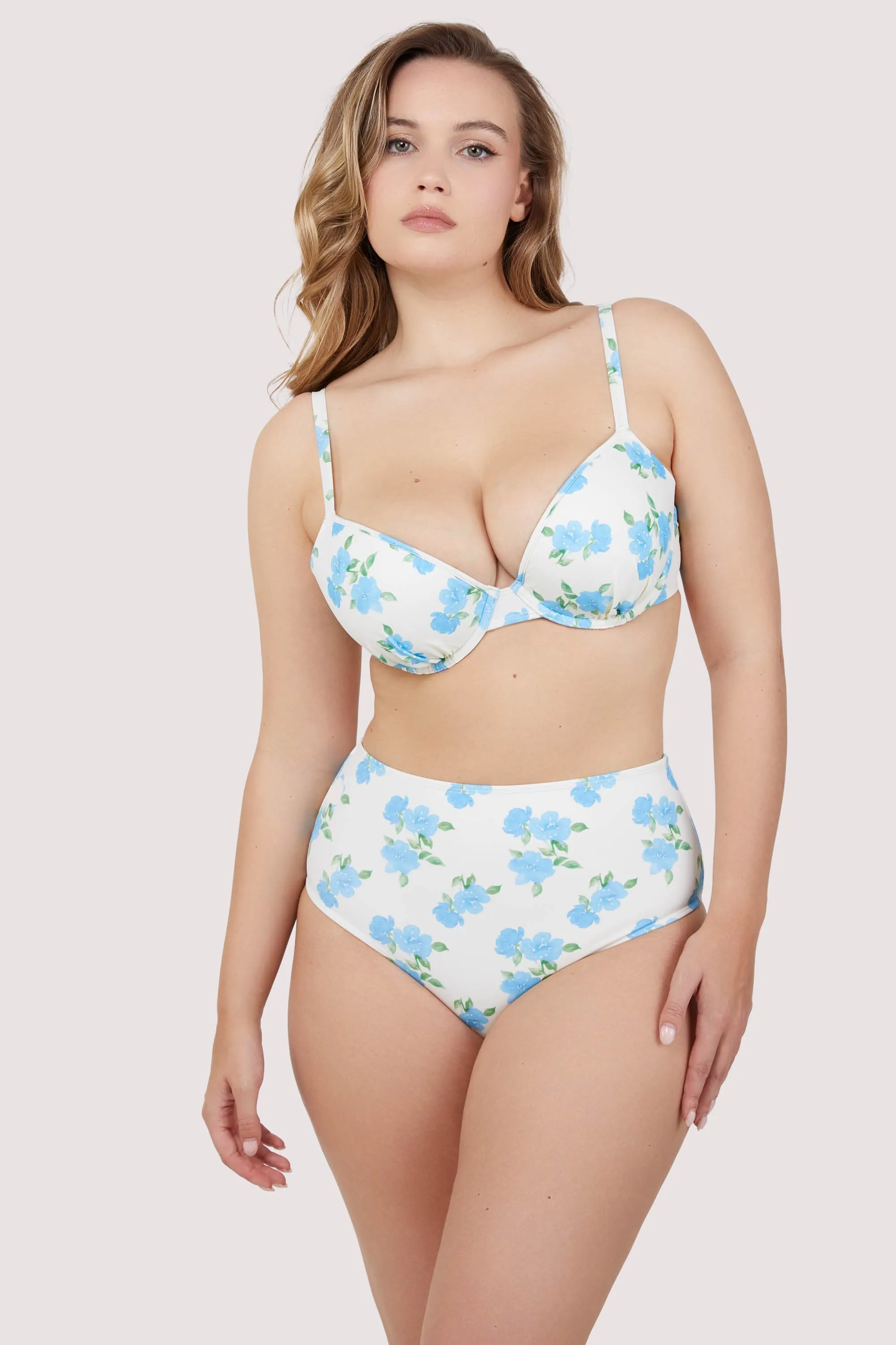 Amelia Fuller Bust Mix & Match Watercolour Floral Plunge Bikini Top