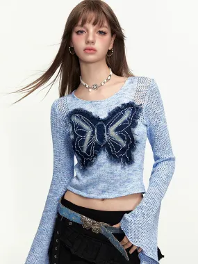 American retro butterfly decoration versatile tops