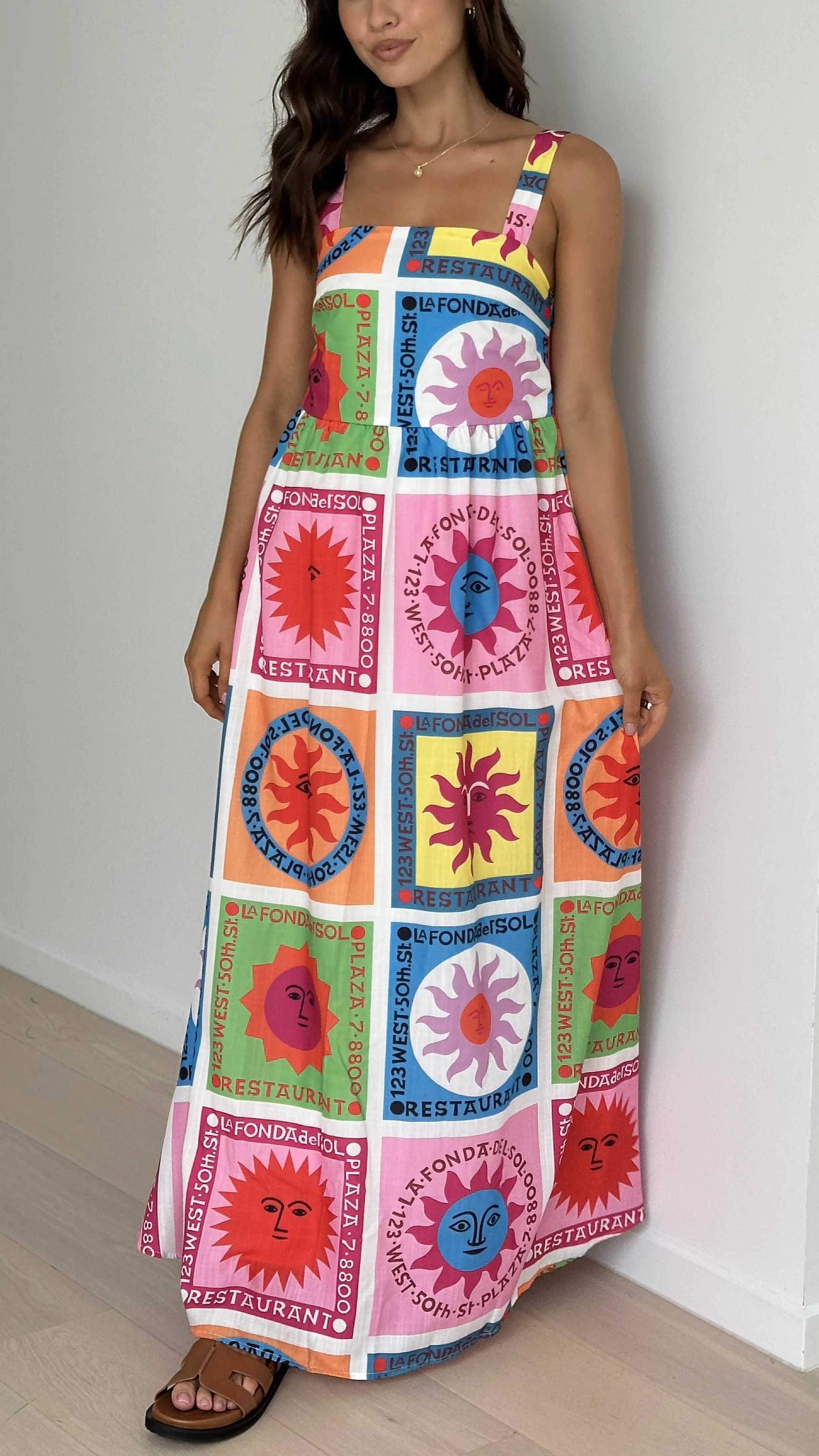 Amira Maxi Dress - Multi Colour Sun Print