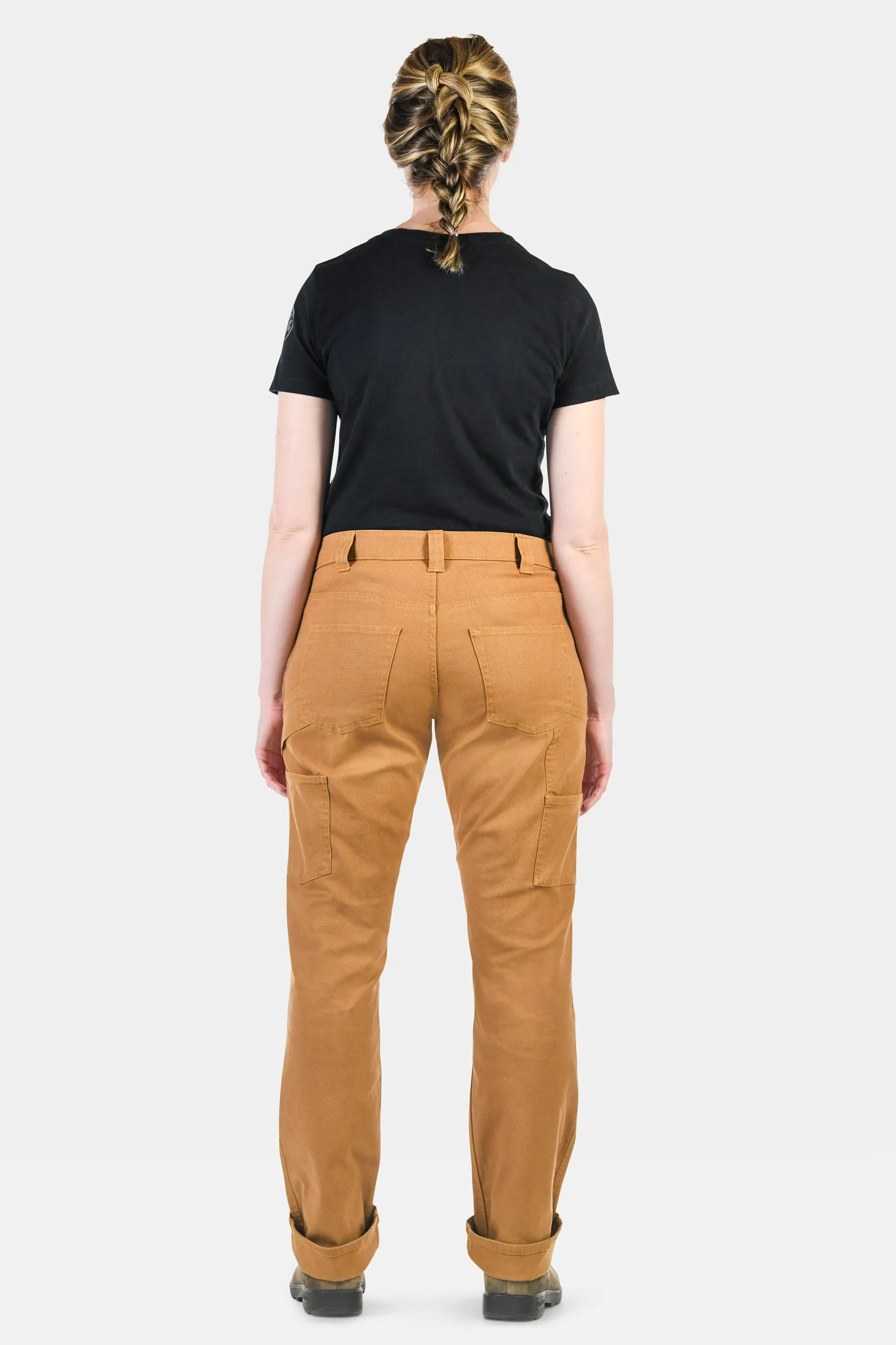 Anna Maternity Work Pants in Saddle Brown Stretch Canvas