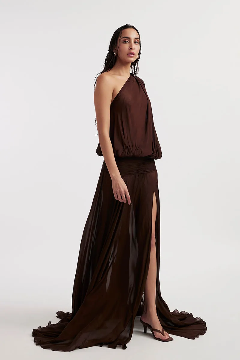 AVA CHOCOLATE BROWN MAXI DRESS