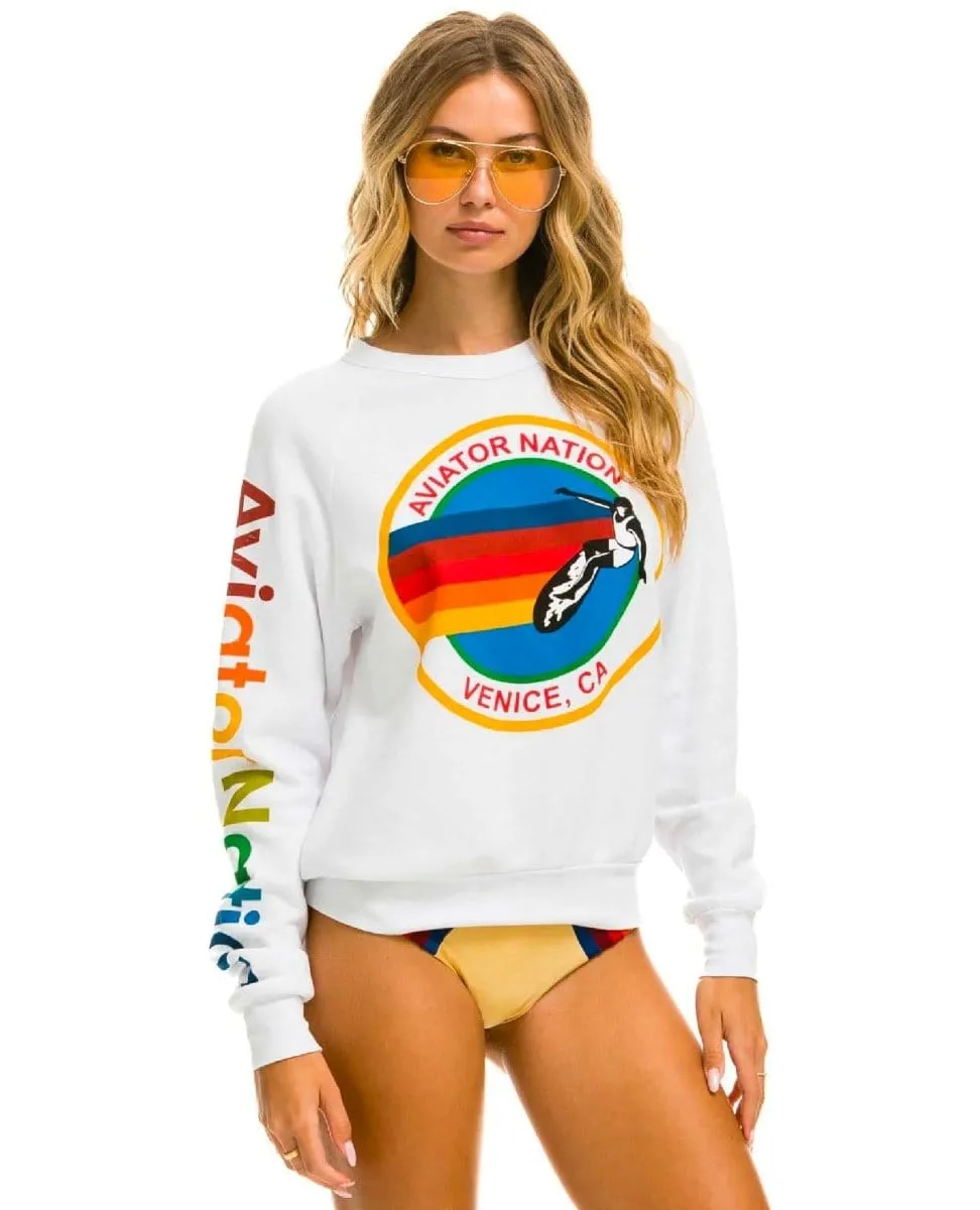 Aviator Nation Crew Sweatshirt Relaxed White Venice