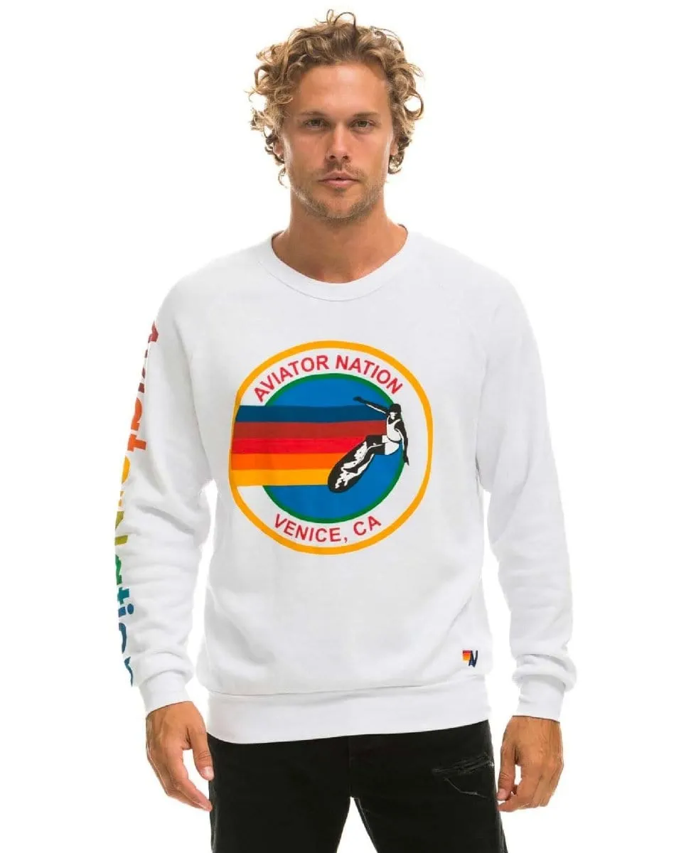 Aviator Nation Crew Sweatshirt Relaxed White Venice