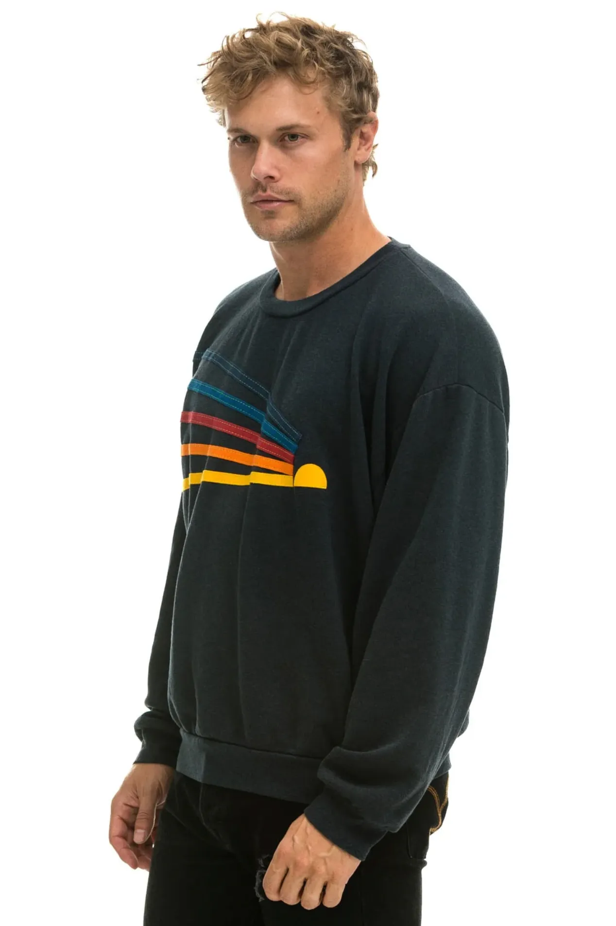 AVIATOR NATION DAYDREAM UNISEX RELAXED CREW SWEATSHIRT - CHARCOAL