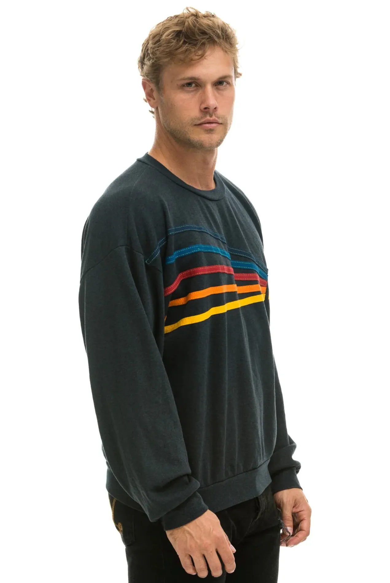 AVIATOR NATION DAYDREAM UNISEX RELAXED CREW SWEATSHIRT - CHARCOAL