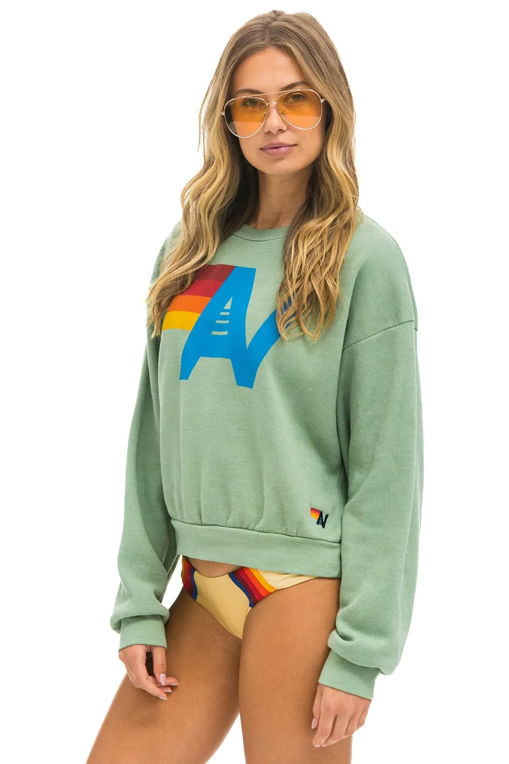 Aviator Nation Logo Crew Sweatshirt Relaxed Sage