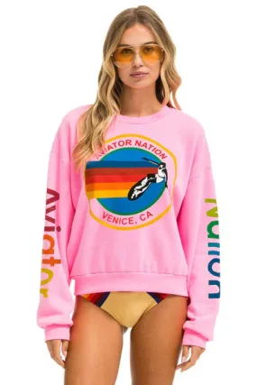 AVIATOR NATION RELAXED CREW-NEON PINK