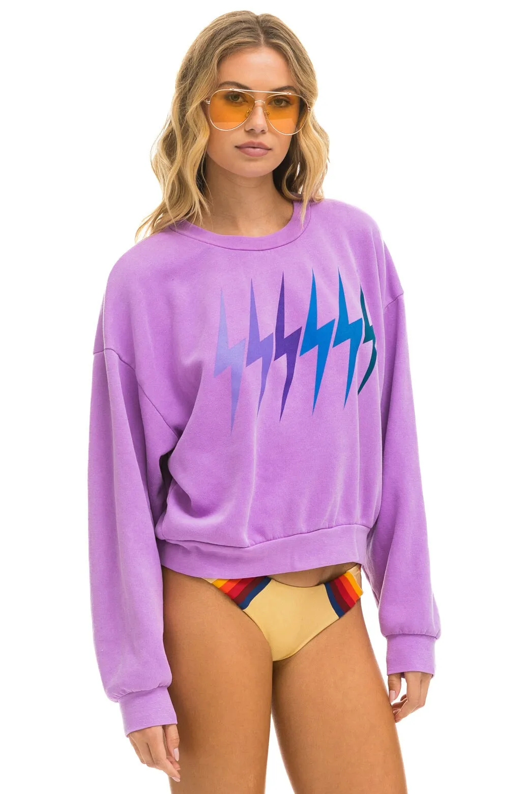 BOLT GRADIENT RELAXED CREW SWEATSHIRT - NEON PURPLE // PURPLE