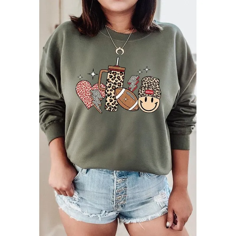 Boujee Cute Football Graphic Fleece Sweatshirts