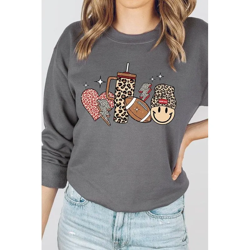 Boujee Cute Football Graphic Fleece Sweatshirts