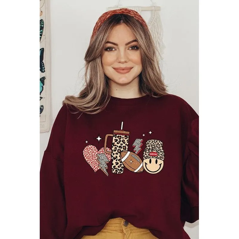 Boujee Cute Football Graphic Fleece Sweatshirts