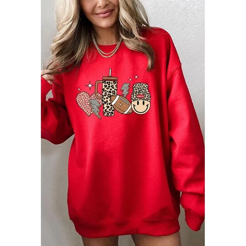 Boujee Cute Football Graphic Fleece Sweatshirts