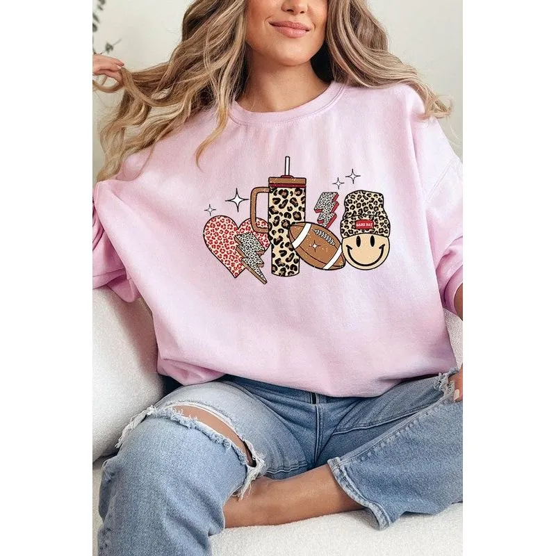 Boujee Cute Football Graphic Fleece Sweatshirts