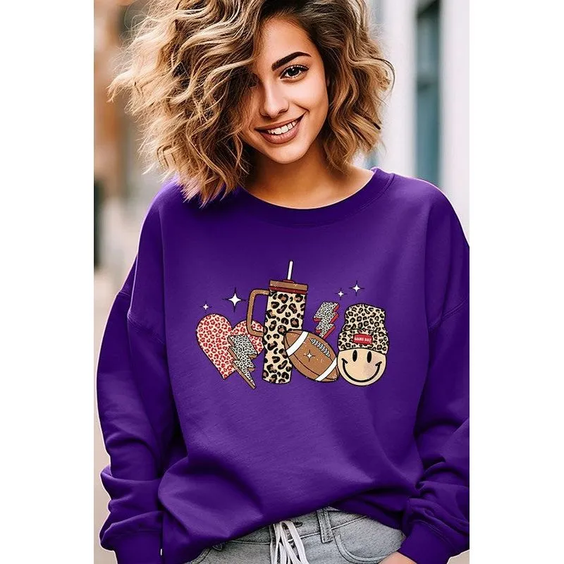 Boujee Cute Football Graphic Fleece Sweatshirts