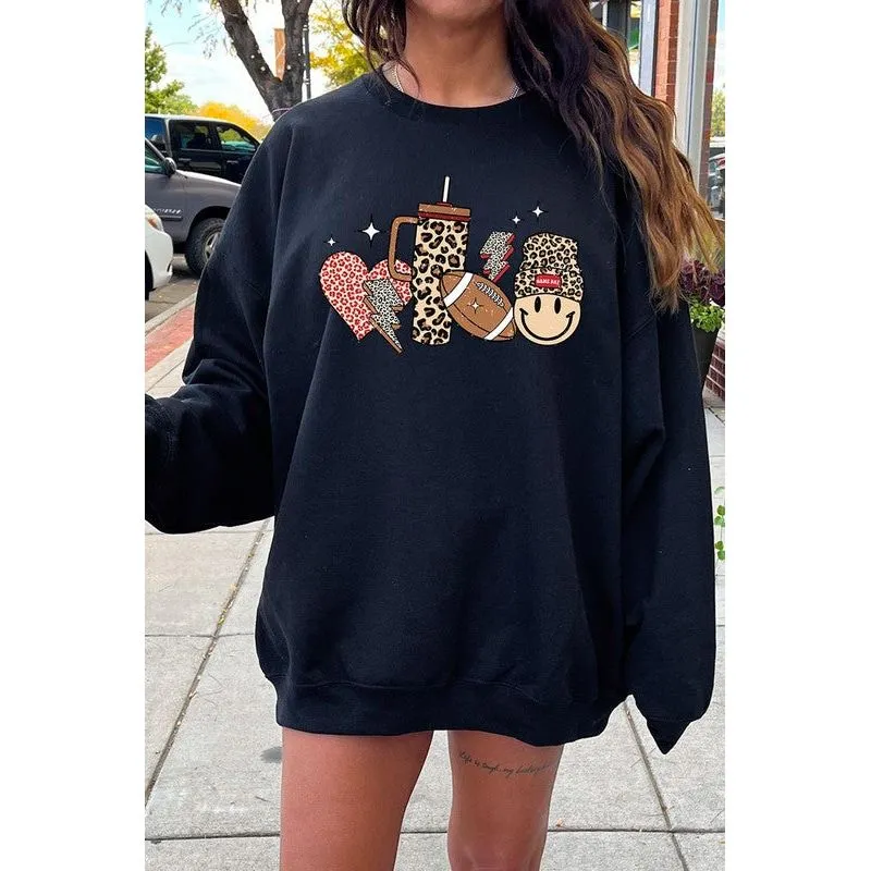 Boujee Cute Football Graphic Fleece Sweatshirts