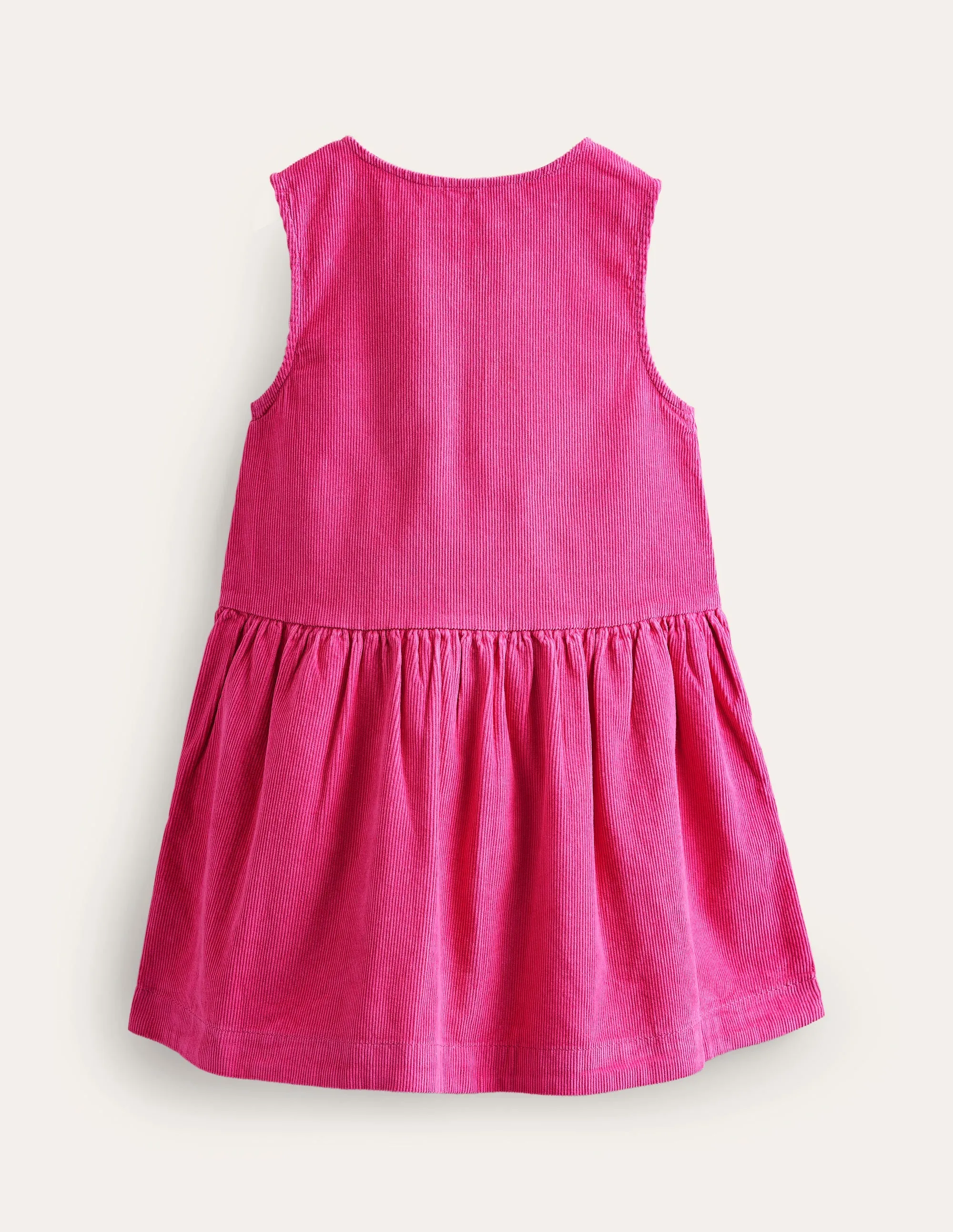 Button Pinafore Dress-Mid Pink