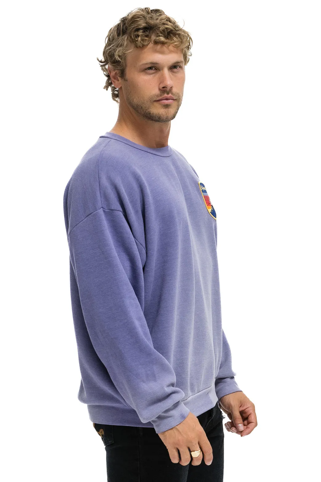 CALIFORNIA SKIER PATCH RELAXED CREW SWEATSHIRT - FADED GRAPE