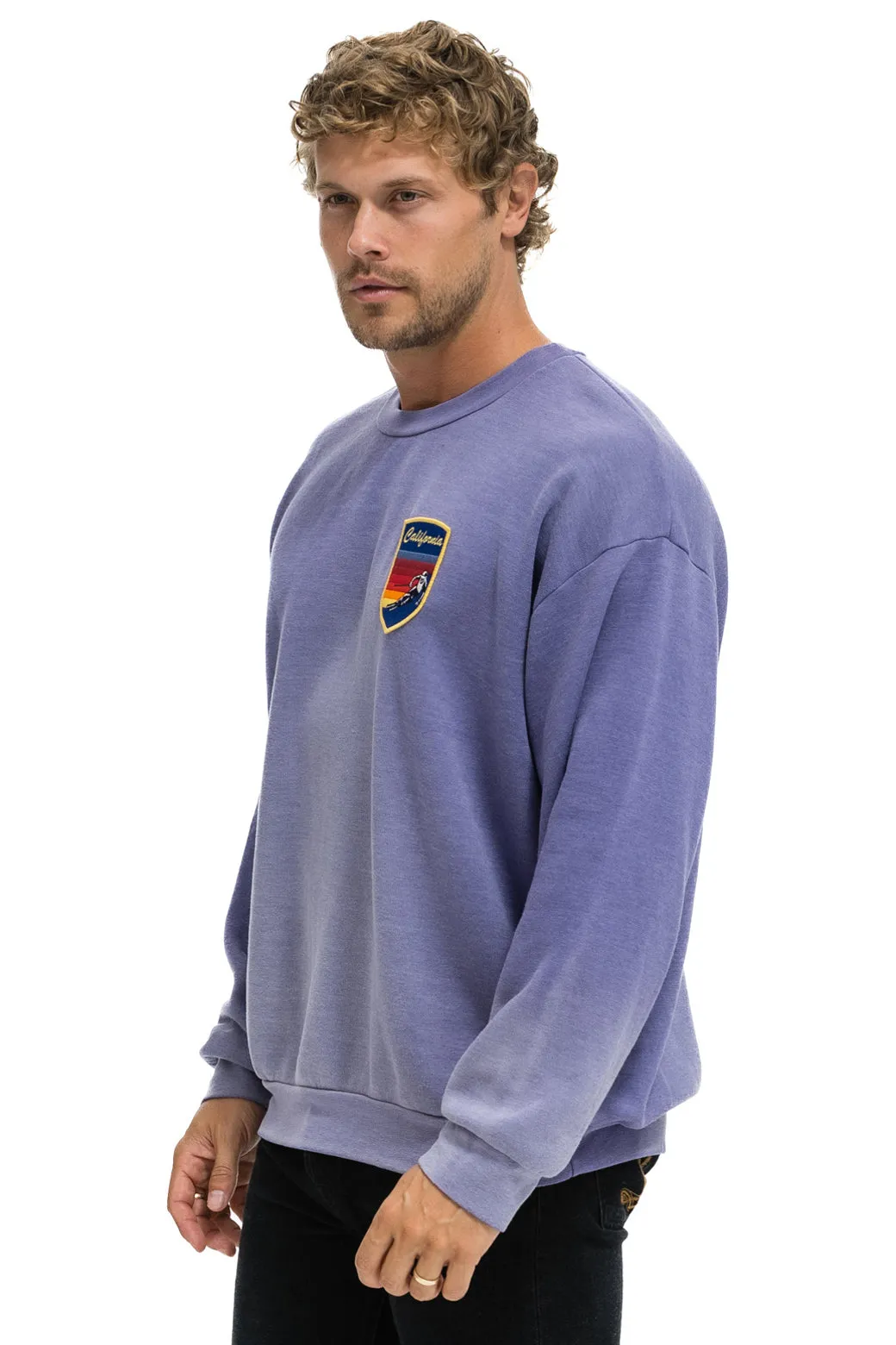 CALIFORNIA SKIER PATCH RELAXED CREW SWEATSHIRT - FADED GRAPE