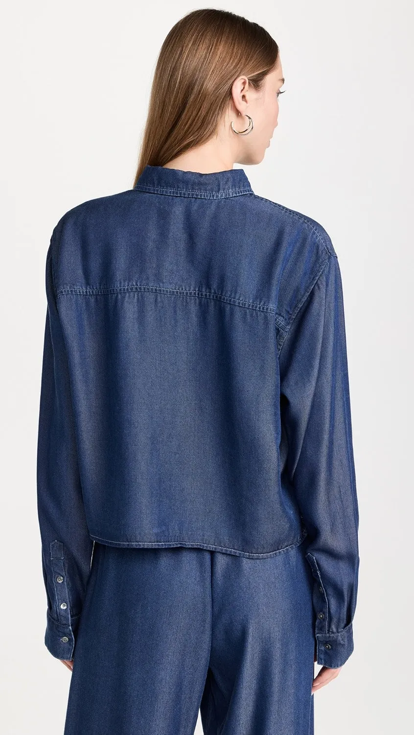 Chambray Cropped Button Down