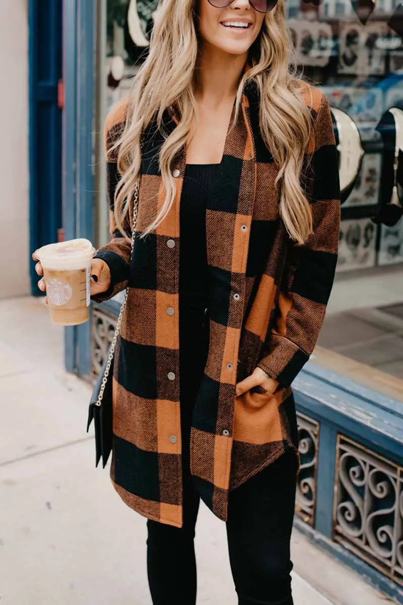 Chicindress Casual Loose And Versatile Contrasting Plaid Button Tops