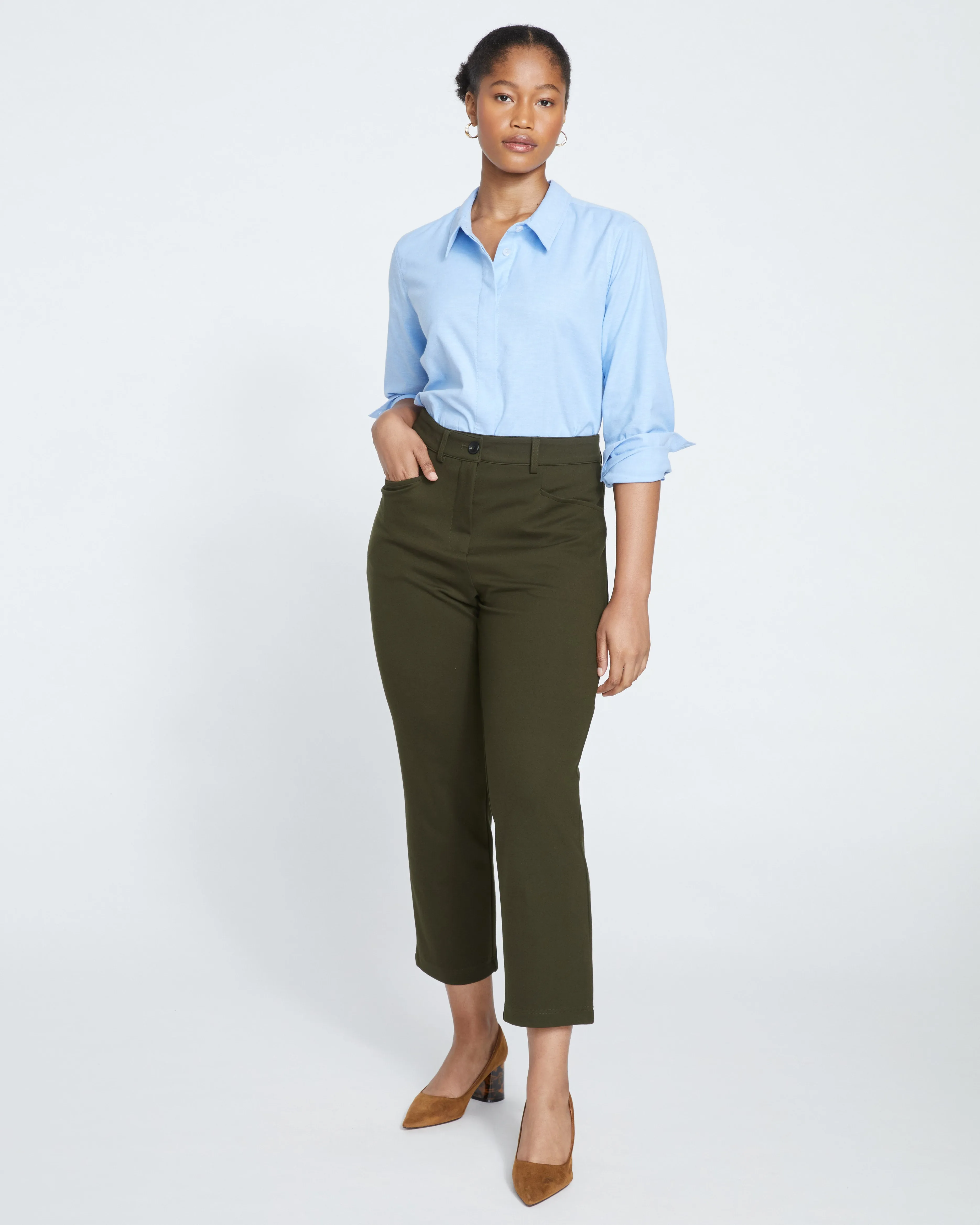 Cigarette Ponte Pants - Evening Forest