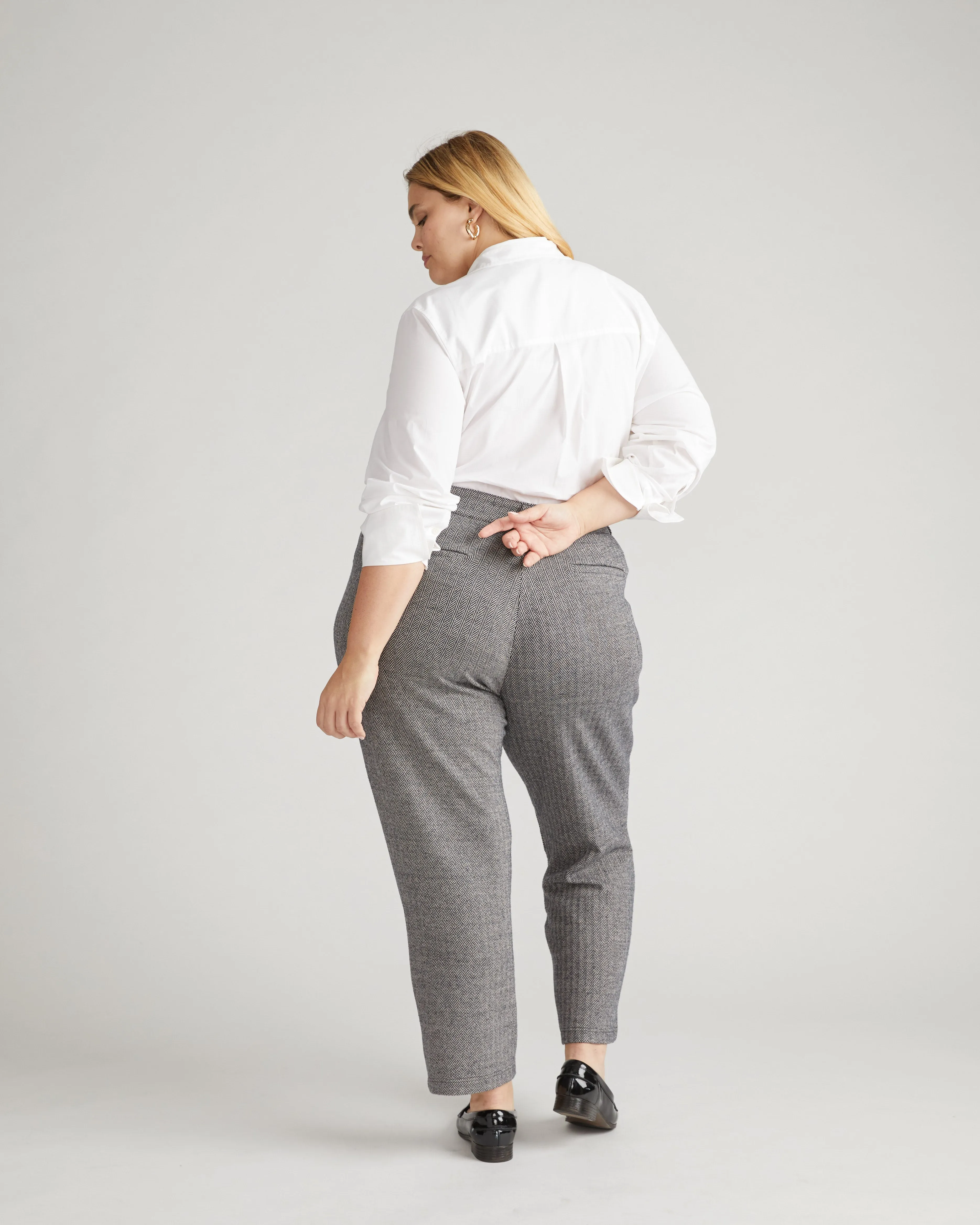 Cigarette Ponte Pants - Taupe Herringbone