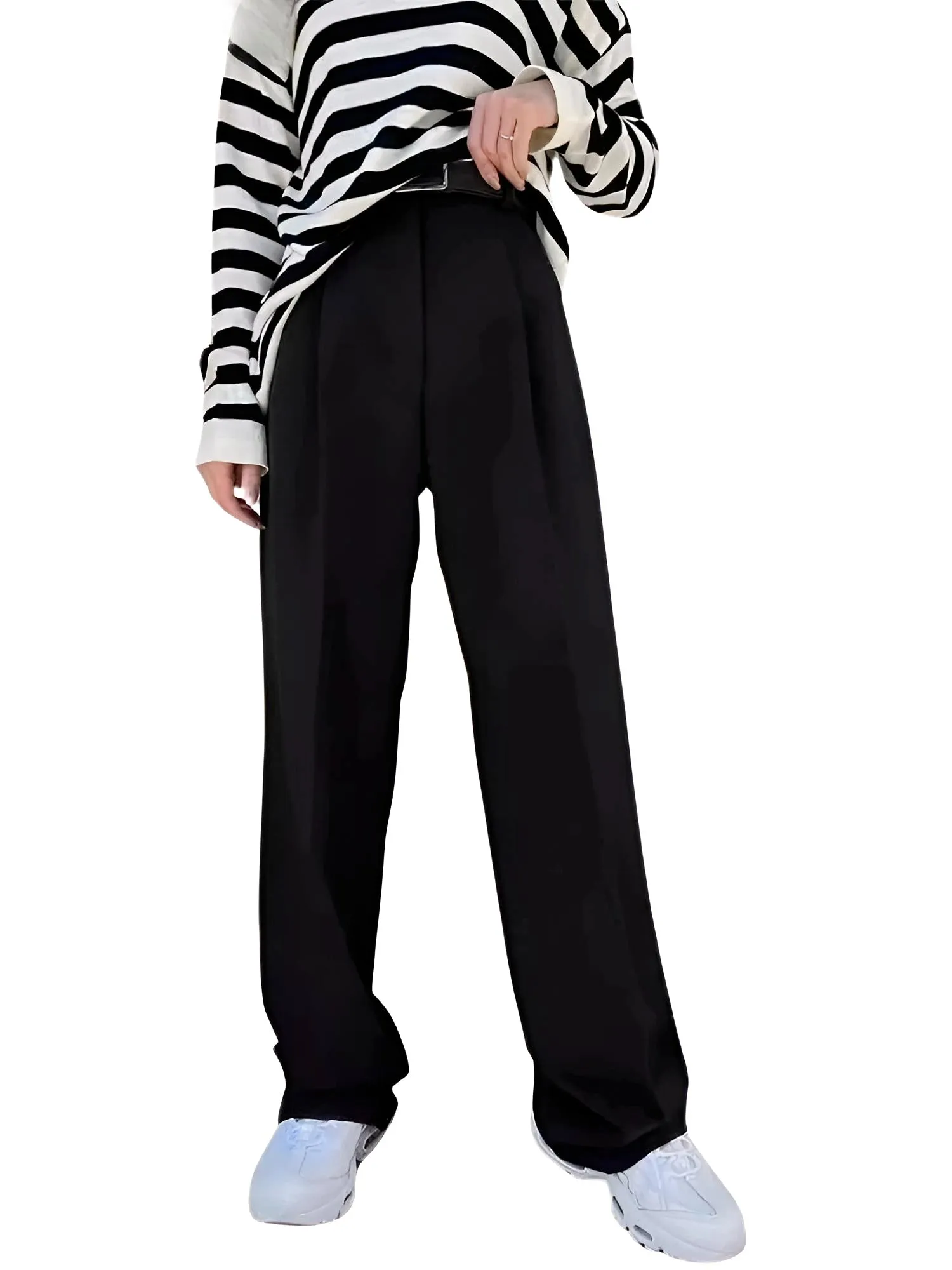 Classic Formal Women's Straight Leg Pants Spring and Summer Versatile Casual Wear Loose Fit Office Wide Leg Pants