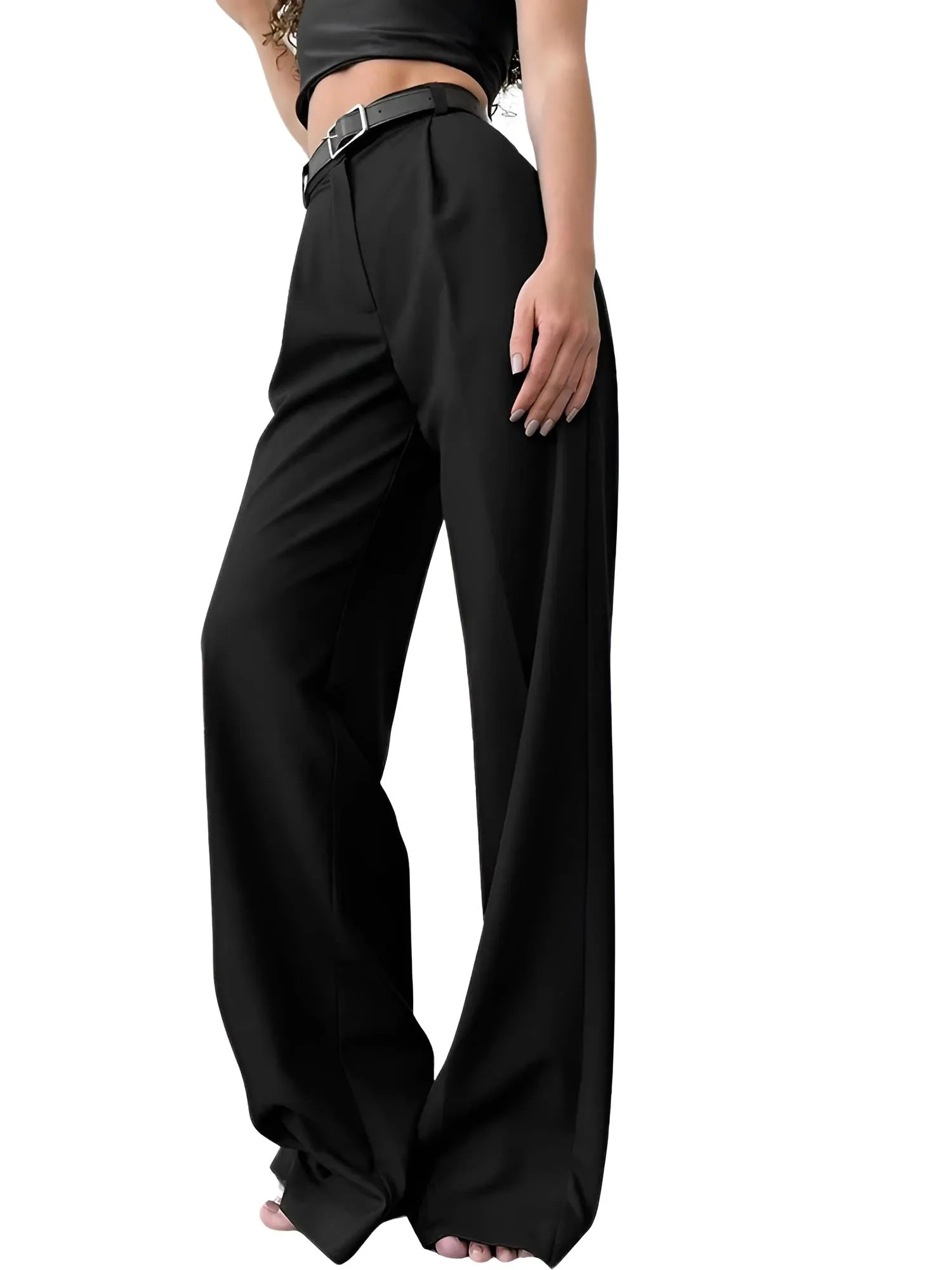 Classic Formal Women's Straight Leg Pants Spring and Summer Versatile Casual Wear Loose Fit Office Wide Leg Pants