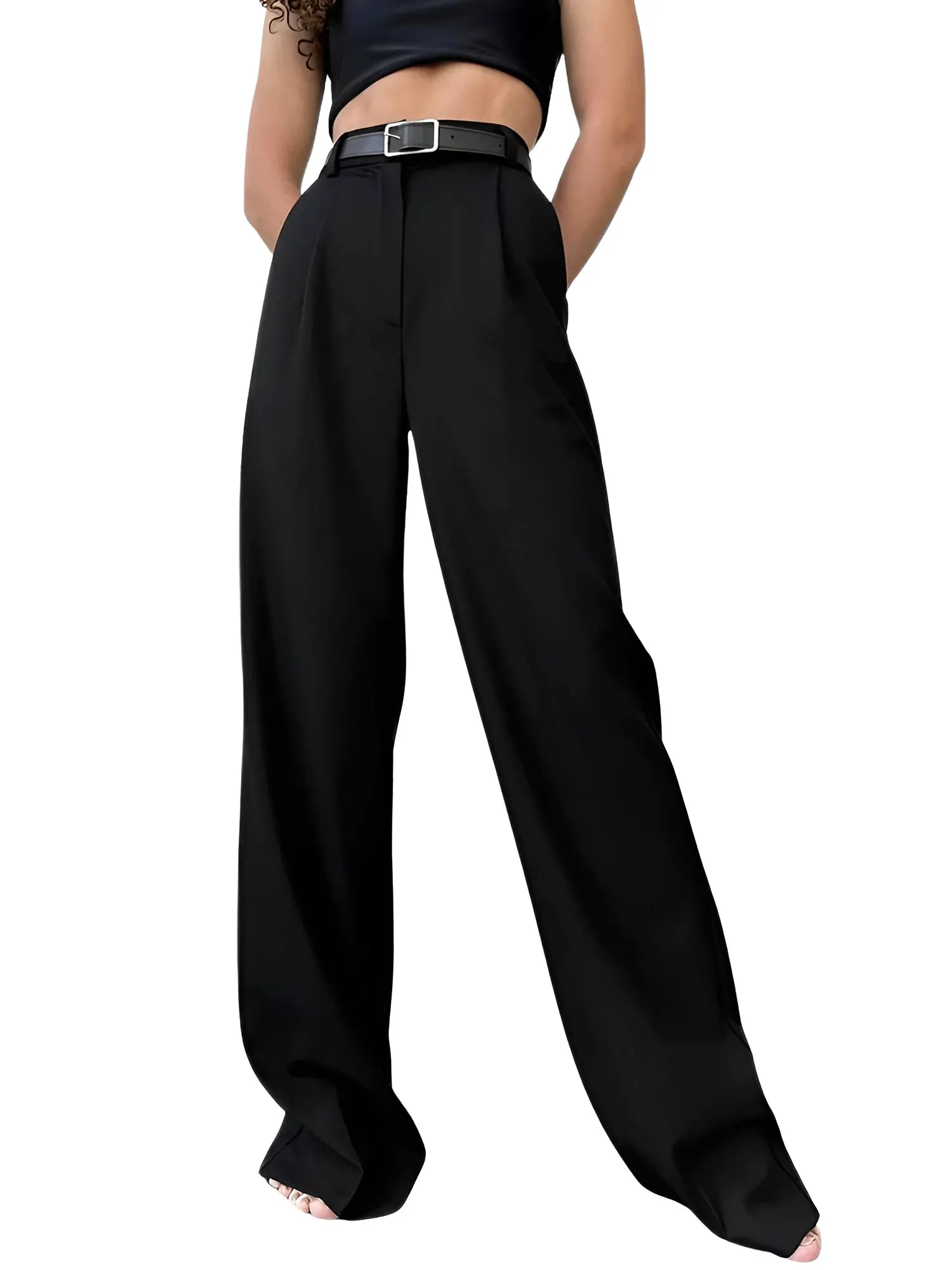 Classic Formal Women's Straight Leg Pants Spring and Summer Versatile Casual Wear Loose Fit Office Wide Leg Pants