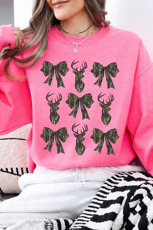 Deer Hunting Camo Bow Graphic Fleece Sweatshirts