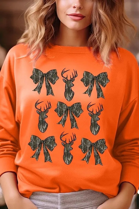 Deer Hunting Camo Bow Graphic Fleece Sweatshirts