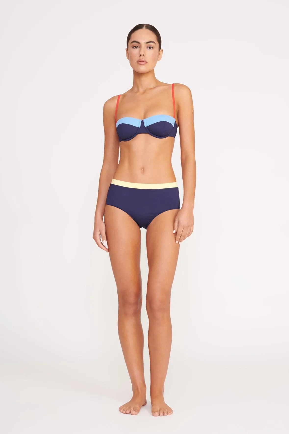 DEVON HIGH RISE BIKINI BOTTOM | NAVY COLORBLOCK