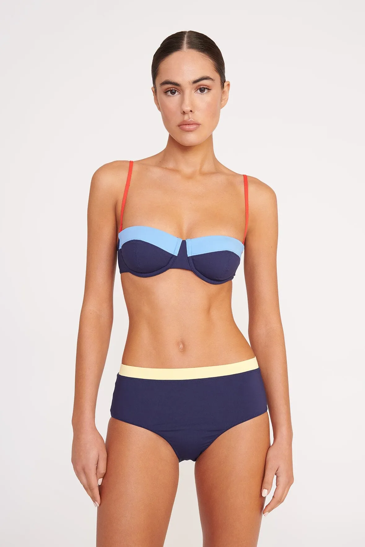 DEVON HIGH RISE BIKINI BOTTOM | NAVY COLORBLOCK