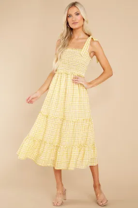 Enchanted Beauty Yellow Gingham Midi Dress