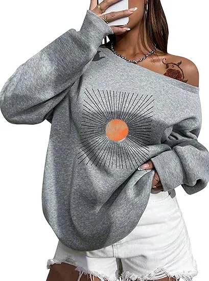 Grey Comfy Pullover Sweatshirt w/Pockets