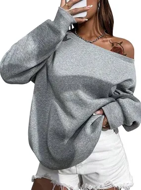 Grey Comfy Pullover Sweatshirt w/Pockets