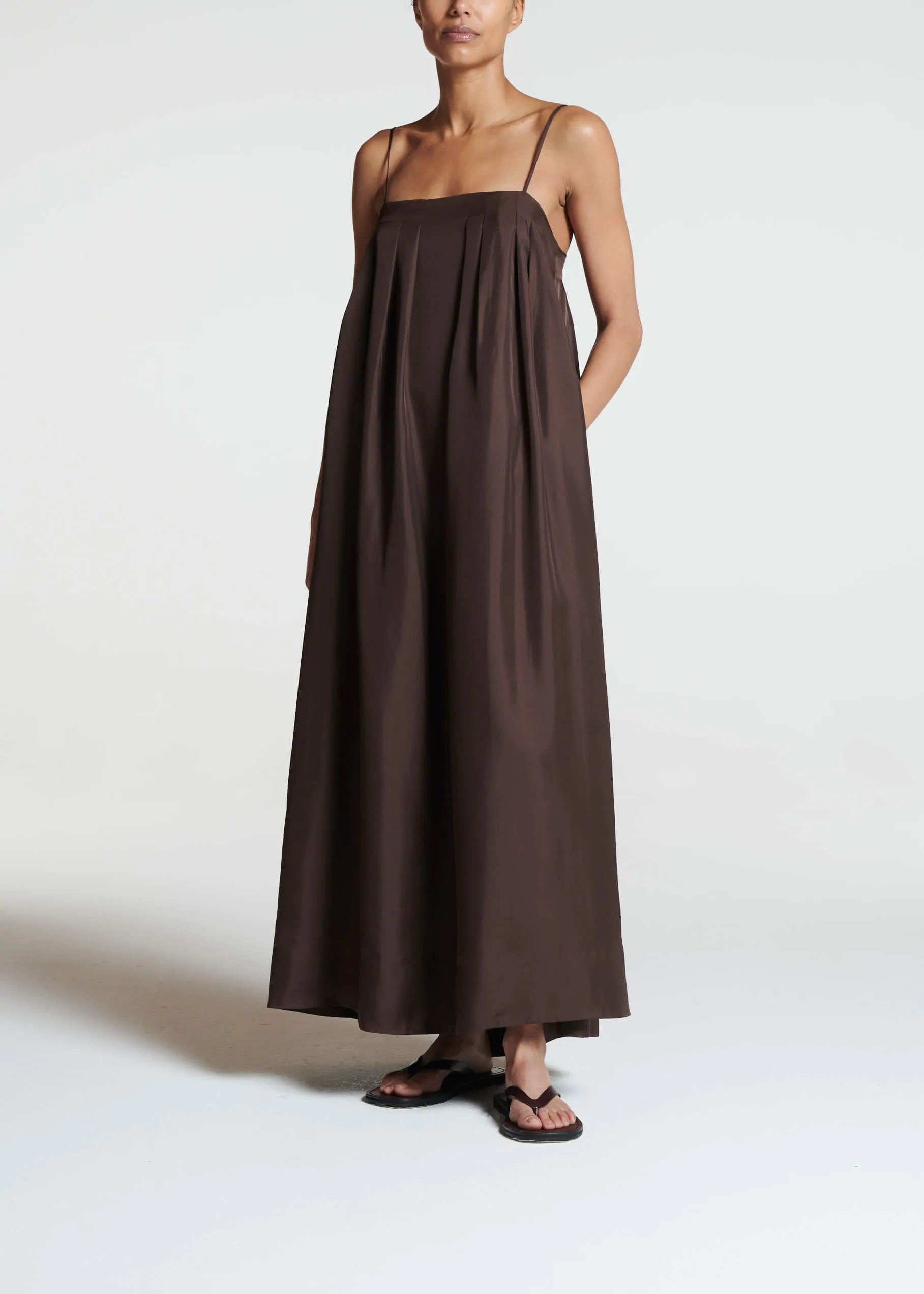 Heather Dress Espresso Silk Twill