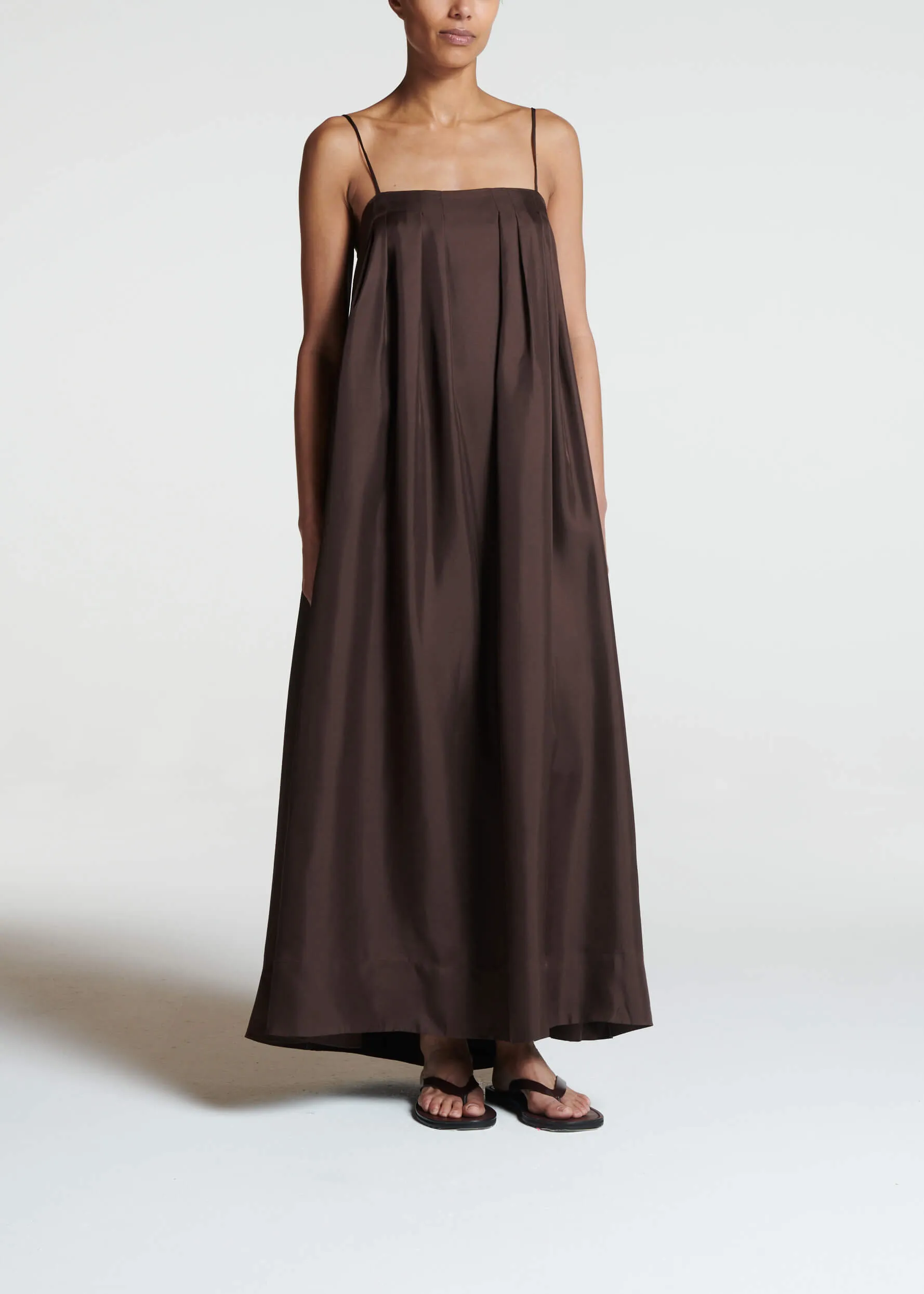 Heather Dress Espresso Silk Twill