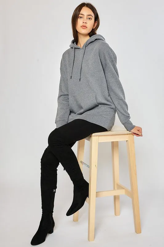 Heather Grey Fleece Tunic Hoodie