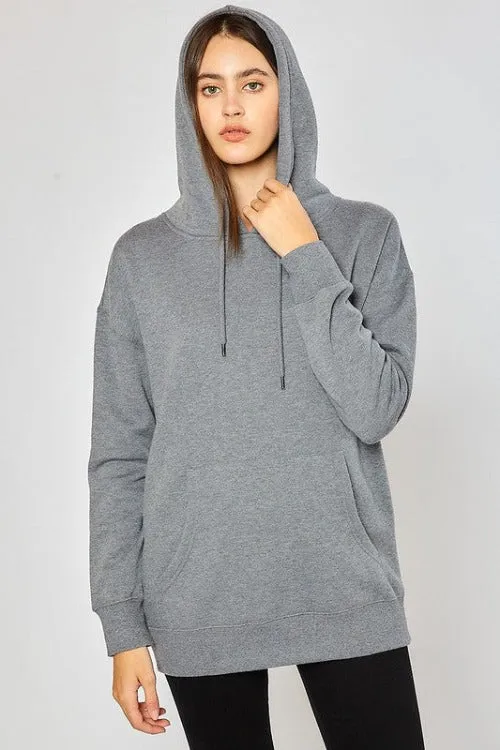 Heather Grey Fleece Tunic Hoodie