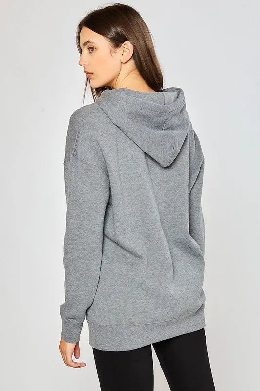 Heather Grey Fleece Tunic Hoodie