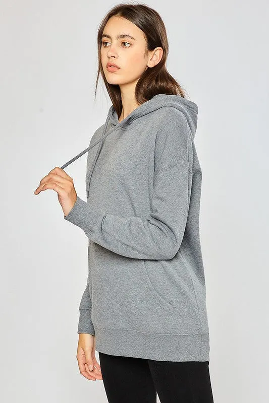 Heather Grey Fleece Tunic Hoodie