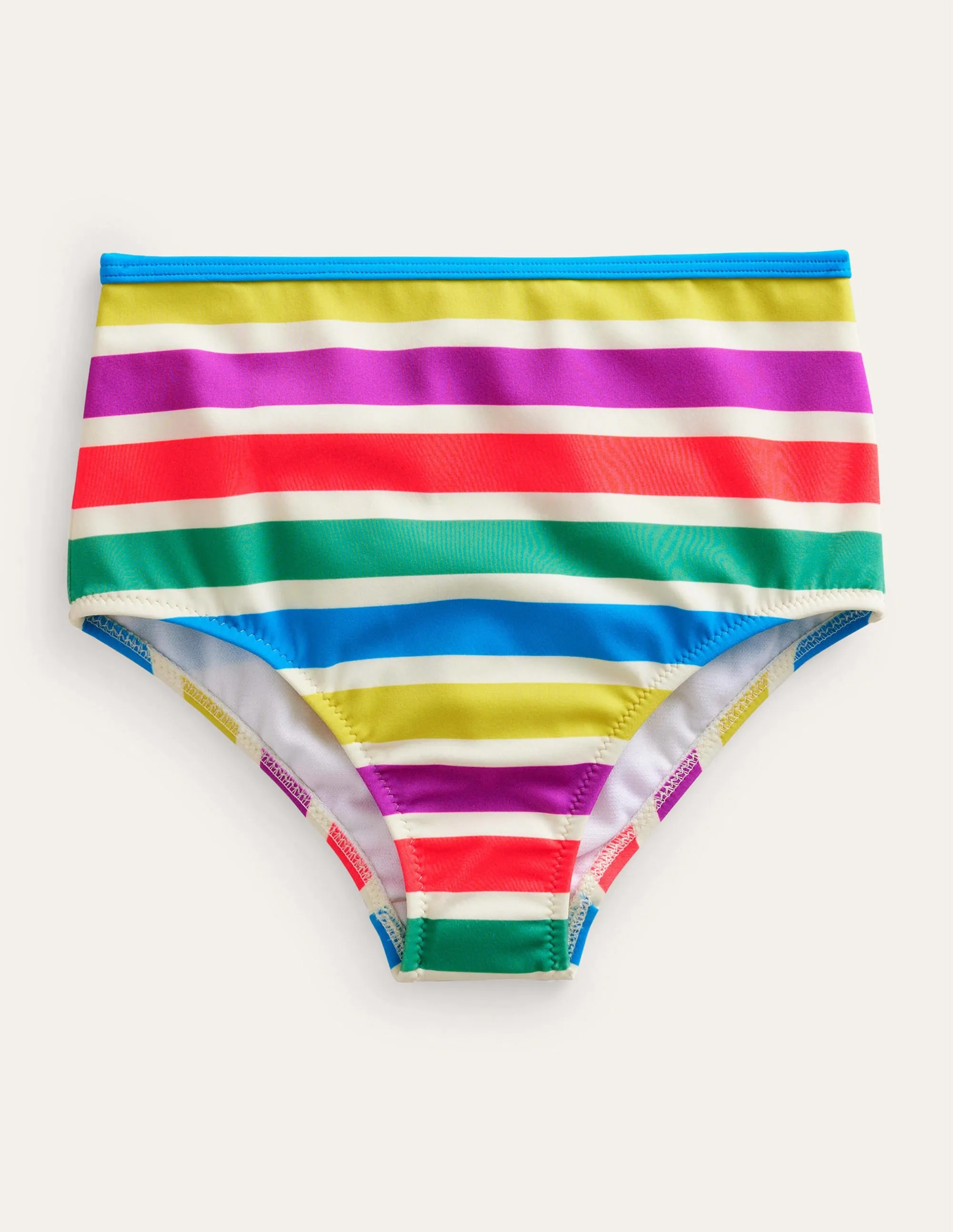 High Waisted Bikini Bottoms-Day Tripping Stripe