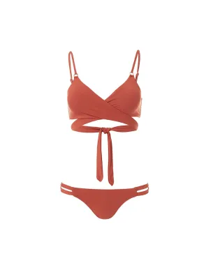 Indonesia Cinnamon Over The Shoulder Wrap Bikini