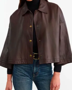 Ines Leather Jacket in Dark Brown