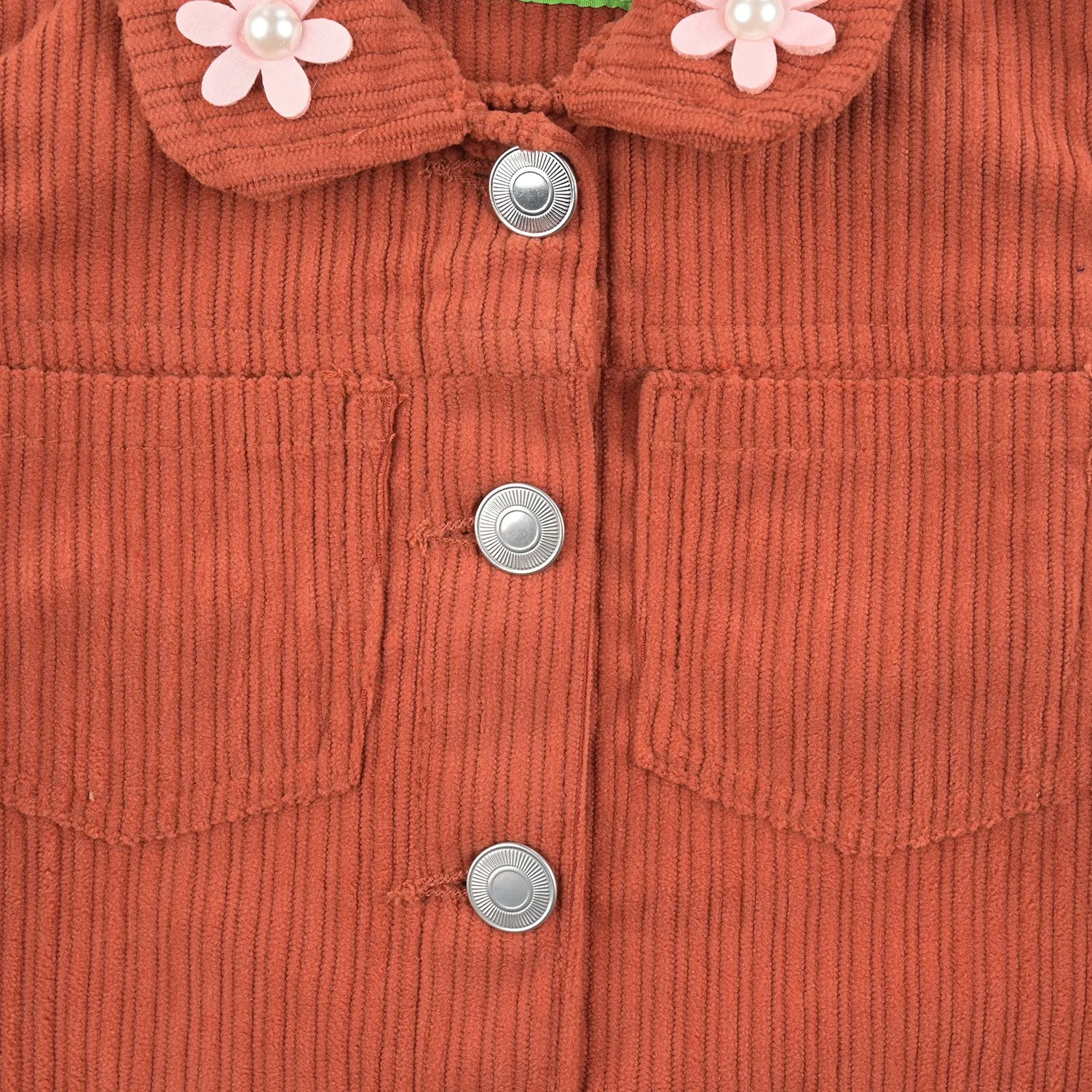 Infant Girls Corduroy Woven Jacket Pearls-Rust